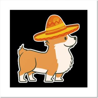 Cute dog corgi mexico cinco de mayo Posters and Art